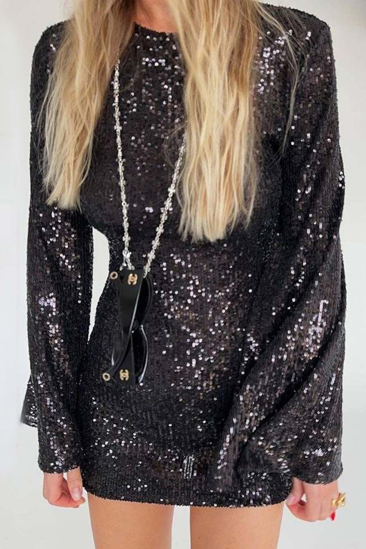 Sonicelife hoco dresses Sequins Flares Sleeve Dress