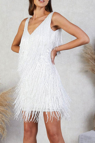 Sonicelife hoco dresses Sequins Tassel Tank Mini Dress