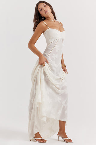 Sonicelife Seren Vintage Floral Lace Back Maxi Dress