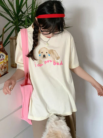 Back To School Sonicelife Cutecore Dog Graphic T Shirts Harajuku Y2k Top Summer Kawaii Animal Print Short Sleeve Tees Women Casual Cotton Clothes