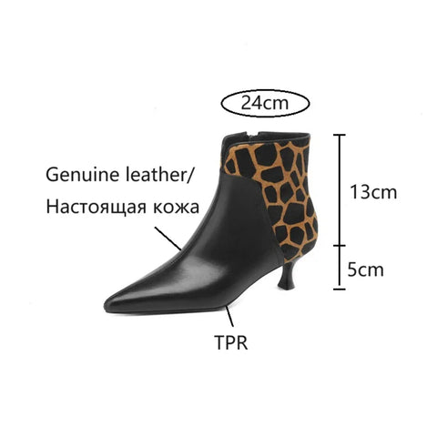 Sonicelife NEW Autumn Boots Women Pointed Toe Thin Heel Modern Boots Split Leather Shoes for Women High Heel Ankle Boots Winter Black Shoes