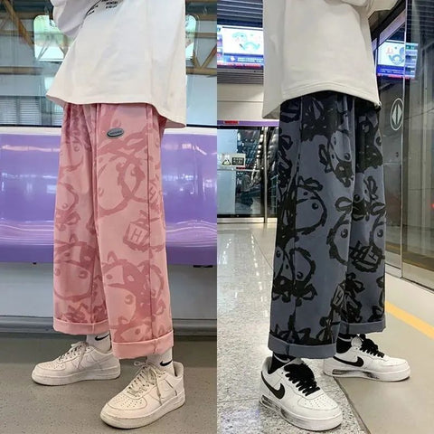 Sonicelife Tie-dye Print Woman Pants High Street Ins Trendy Contrast Color Women Bottoms Pants Loose Streetwear Women Clothes Y2k Pants