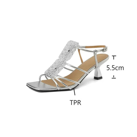 Sonicelife NEW Summer Women Sandals Microfiber Shoes for Women Sexy High Heel Shoes Vintage Roman Sandals Designer Shoes Женские сандалии