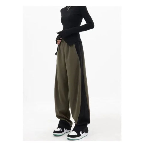 Sonicelife American Style Patchwork Harlan Pants Female Y2k Grunge High Waist Wide Leg  Women 2024 New Loose Straight Trousers