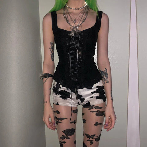 Sonicelife Women's gothic directional design new solid color bust cup lace dark pattern vintage court corset zipper undershirt