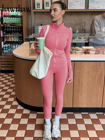 Sonicelife Women 2024 Spring Autumn Long Sleeve T Shirts Tops Long Pants Two Piece Sets Tracksuit Wholesale Items For Business