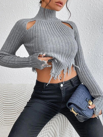 Sonicelife 2024 Autumn Winter Women Sexy Turtleneck Basic Sweaters Jumper Solid Knitted Crop Tops Bodycon Slim Long Sleeve Pullover