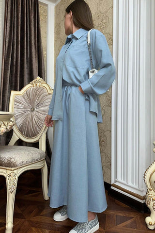Sonicelife-Solid Blouse Skirt Suits