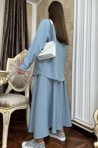 Sonicelife-Solid Blouse Skirt Suits
