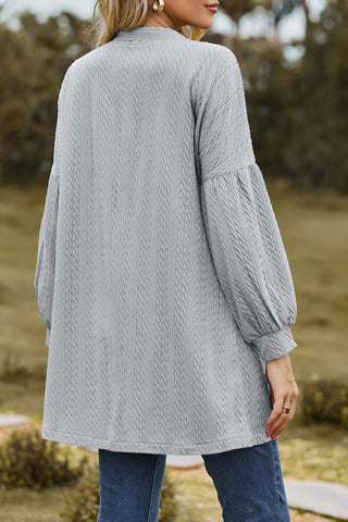 Sonicelife Solid Cable Knit Long Cardigan