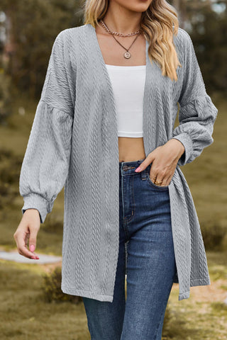 Sonicelife Solid Cable Knit Long Cardigan