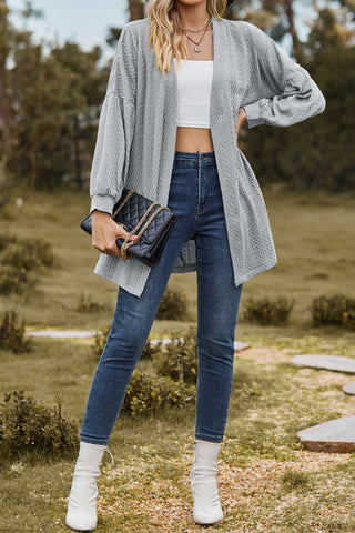 Sonicelife Solid Cable Knit Long Cardigan