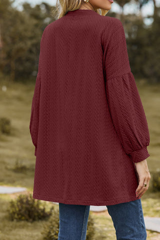 Sonicelife Solid Cable Knit Long Cardigan