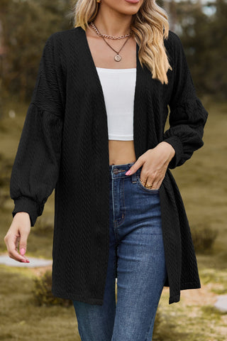 Sonicelife Solid Cable Knit Long Cardigan