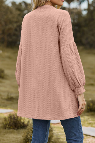 Sonicelife Solid Cable Knit Long Cardigan