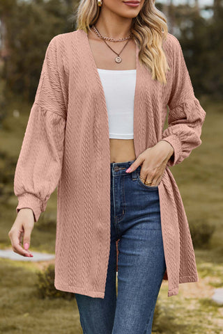 Sonicelife Solid Cable Knit Long Cardigan