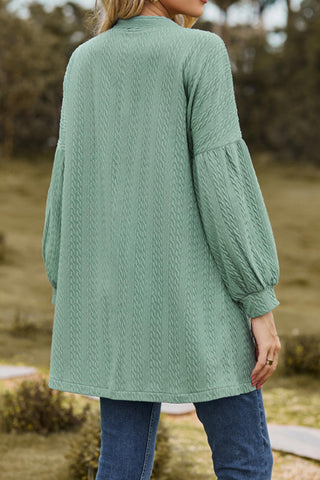 Sonicelife Solid Cable Knit Long Cardigan
