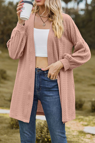 Sonicelife Solid Cable Knit Long Cardigan