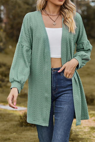 Sonicelife Solid Cable Knit Long Cardigan