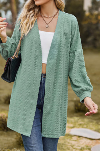 Sonicelife Solid Cable Knit Long Cardigan