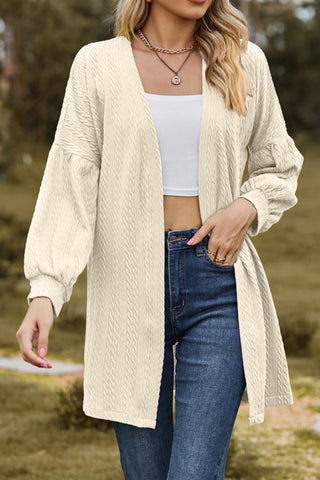 Sonicelife Solid Cable Knit Long Cardigan