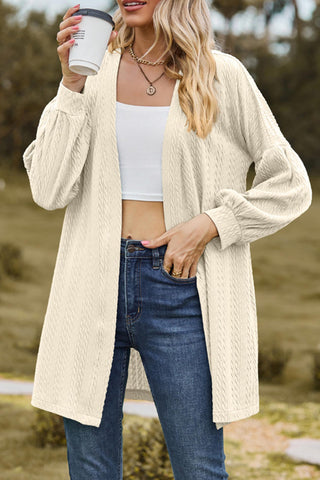 Sonicelife Solid Cable Knit Long Cardigan