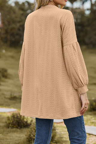 Sonicelife Solid Cable Knit Long Cardigan