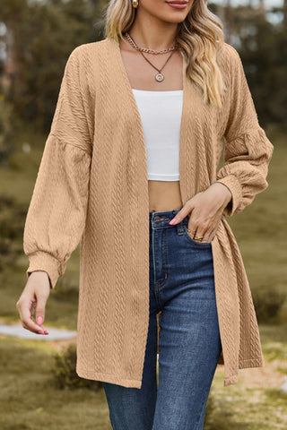 Sonicelife Solid Cable Knit Long Cardigan