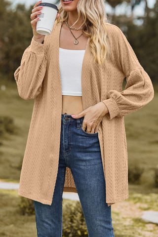 Sonicelife Solid Cable Knit Long Cardigan