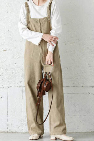 Sonicelife-Solid Color Spaghetti Straps Jumpsuits