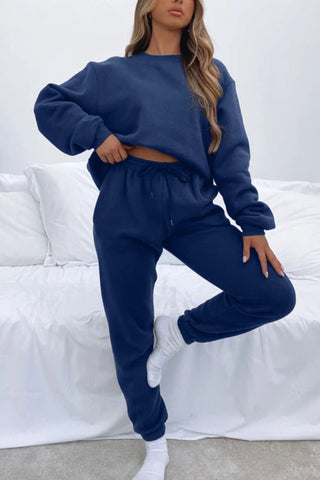 Sonicelife Solid Sweatshirt Pants Set