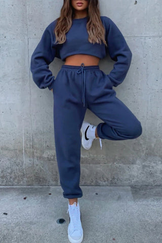 Sonicelife Solid Sweatshirt Pants Set