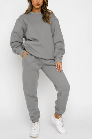 Sonicelife Solid Sweatshirt Pants Set