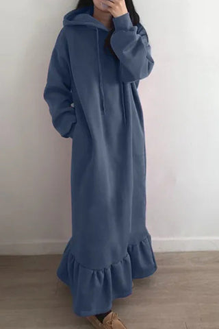 Sonicelife Solid Hoodie Fishtail Sweatshirt Dress