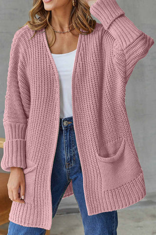 Sonicelife Solid Open Front Long Cardigan