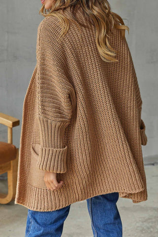 Sonicelife Solid Open Front Long Cardigan