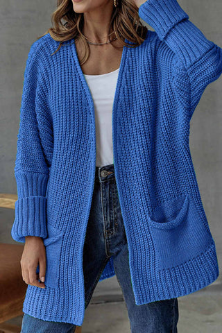 Sonicelife Solid Open Front Long Cardigan