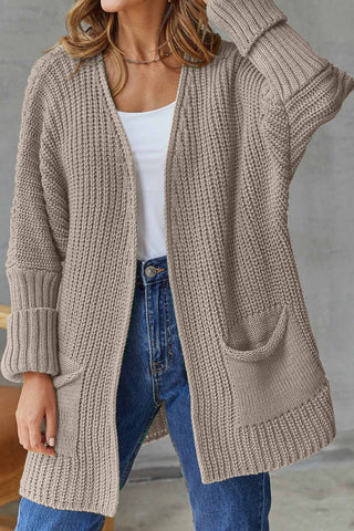 Sonicelife Solid Open Front Long Cardigan