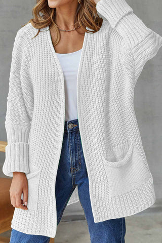 Sonicelife Solid Open Front Long Cardigan