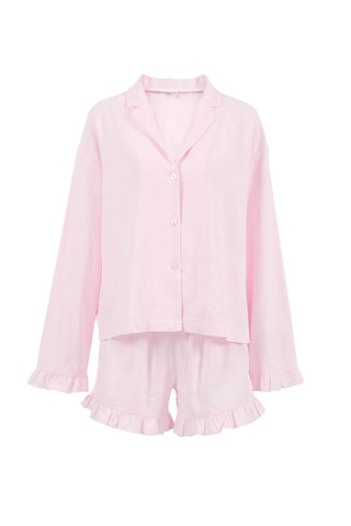 Sonicelife-Solid Ruffle Cotton Loungewear