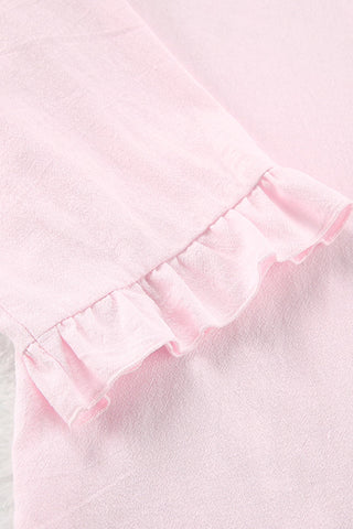 Sonicelife-Solid Ruffle Cotton Loungewear