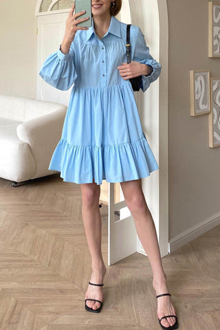 Sonicelife hoco dresses Solid Tiered Shirt Babydoll Dress