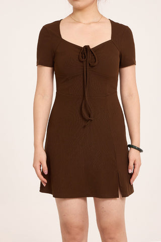 Sonicelife hoco dresses-Square Neck Short Sleeve Mini Dress