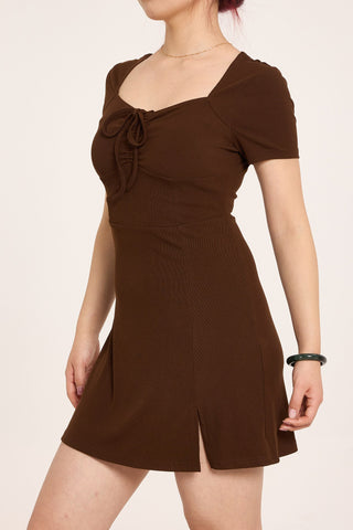 Sonicelife hoco dresses-Square Neck Short Sleeve Mini Dress