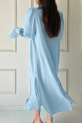 Sonicelife Stand Neck Single-breasted Shirt Dress