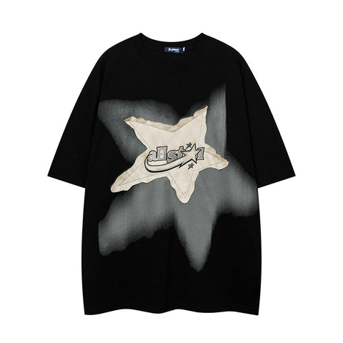 Sonicelife Star Patch Oversized Short Sleeve Tee