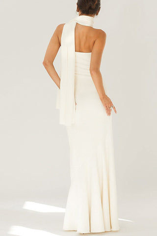 Sonicelife Strapless Fishtail Dress With Shawl