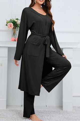 Sonicelife-Strappy Long Cardigan Tank Top Three-piece Pants Suits