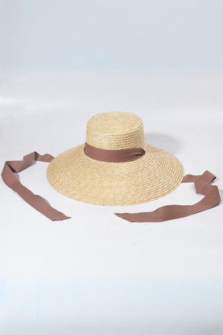 Sonicelife-Ribbon Wide Brim Straw Hat