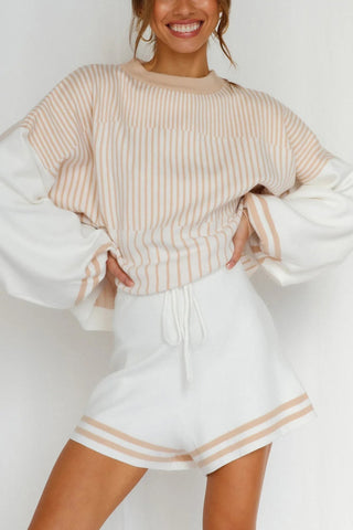 Sonicelife Striped Sweater Knit Shorts Set